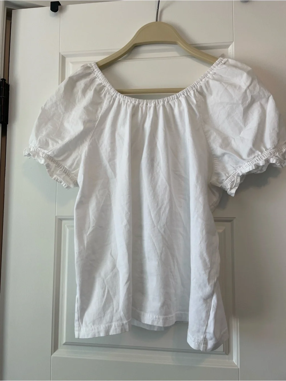J. Crew White Tie Back Puff Sleeve Blouse